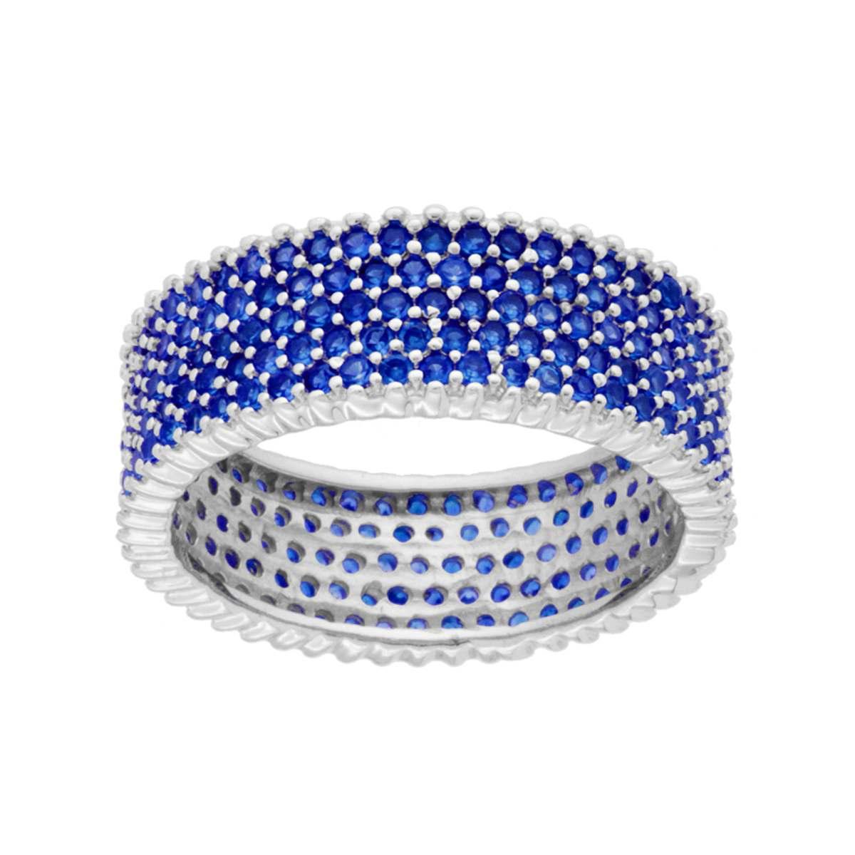 Eternity-Bandring mit blauem Cubic-Zirkon-Saphir in Sterlingsilber 925 galvanisch rhodiniert - MeinSchmuckShop