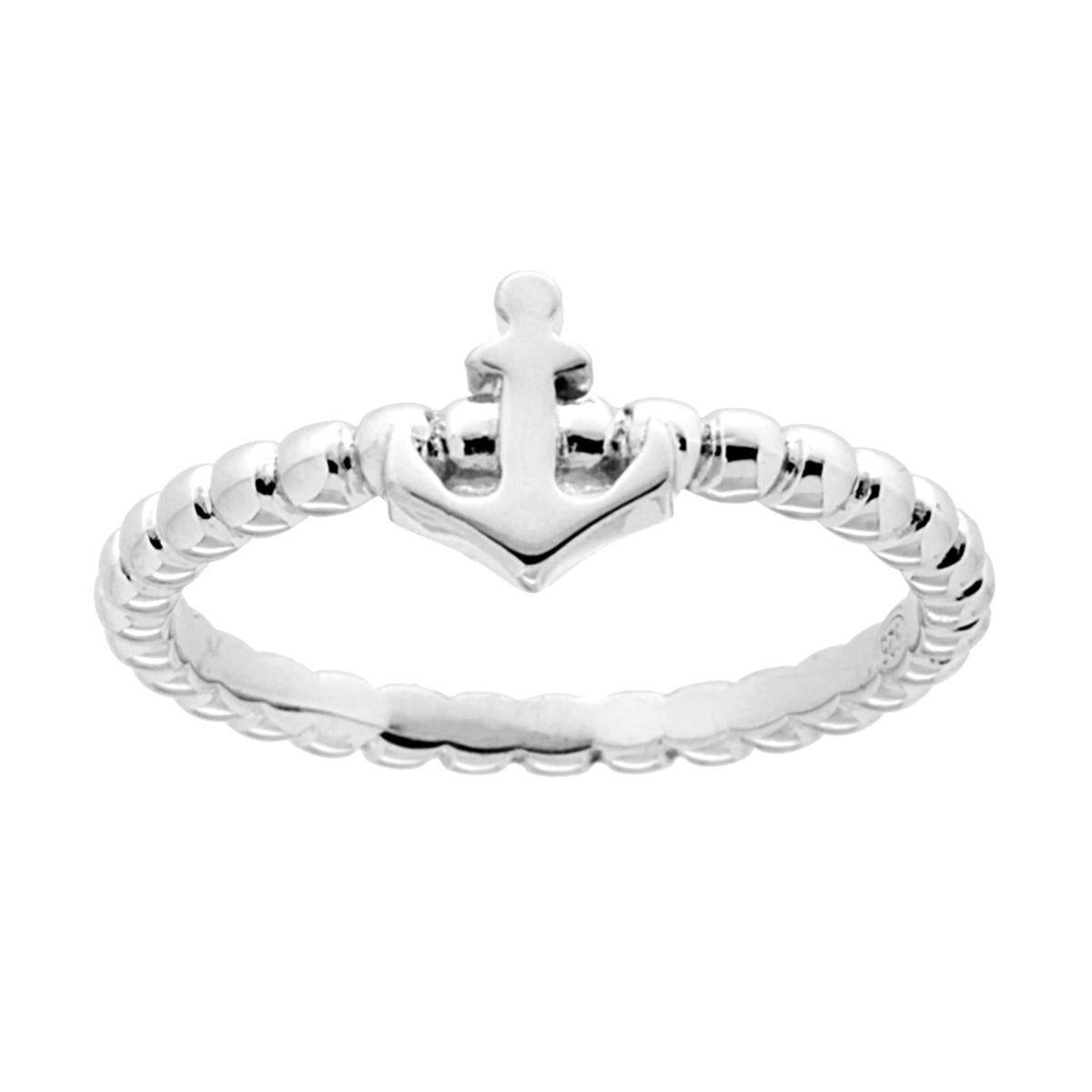 Ring mit rhodiniertem Schaft, mit Glücksanker aus 925er Silber, galvanisch rhodiniert - MeinSchmuckShop