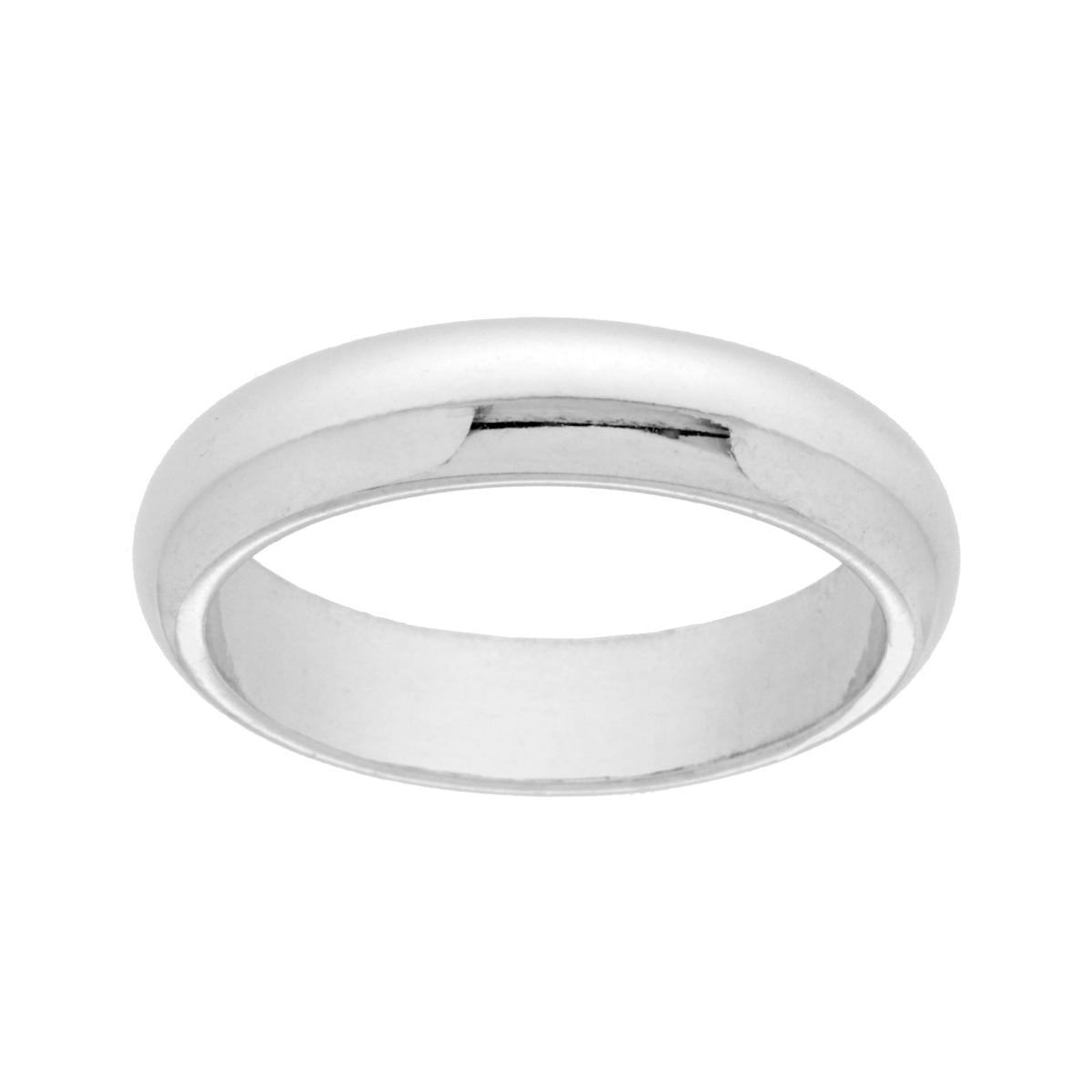 Ehering Klassisch Bombiert Glänzend 4,5 mm in Silber 925 Rhodium-Galvanik - MeinSchmuckShop