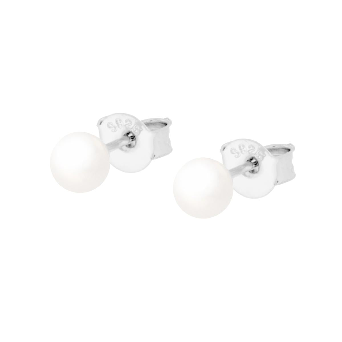 Ohrringe Perle 4 mm in Silber 925, Rhodium galvanisiert - MeinSchmuckShop