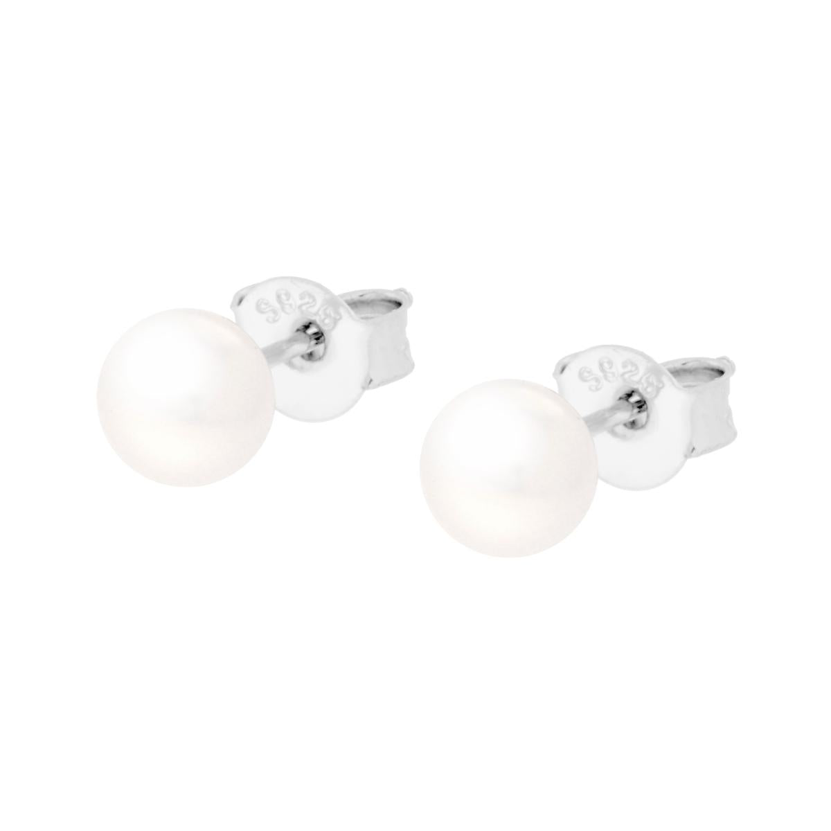 Ohrstecker Perle 5 mm in Silber 925 Rhodium-Galvanik - MeinSchmuckShop