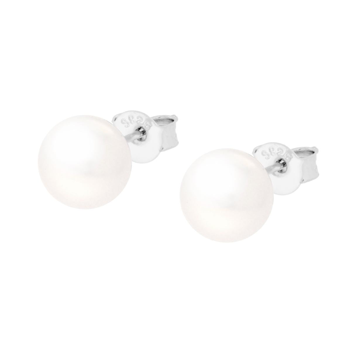 Ohrstecker Perle 7 mm in Silber 925 Rhodium-beschichtet - MeinSchmuckShop