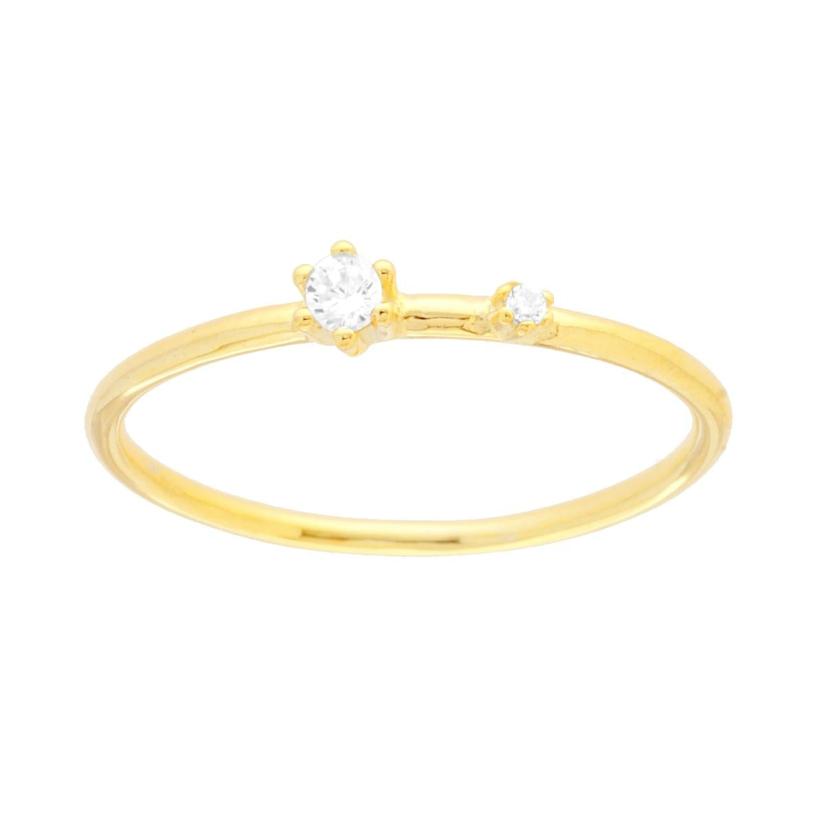 Solitärring mit weißem Cubic-Zirkon in 925er Silber, vergoldet. - MeinSchmuckShop