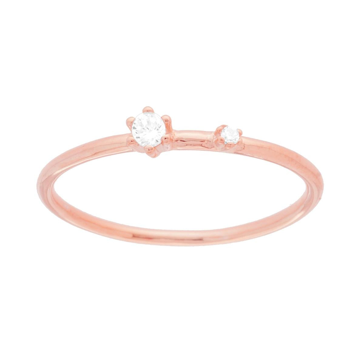 Solitärring mit weißem Cubic Zirconia aus 925er Silber, roségalvanisiert. - MeinSchmuckShop