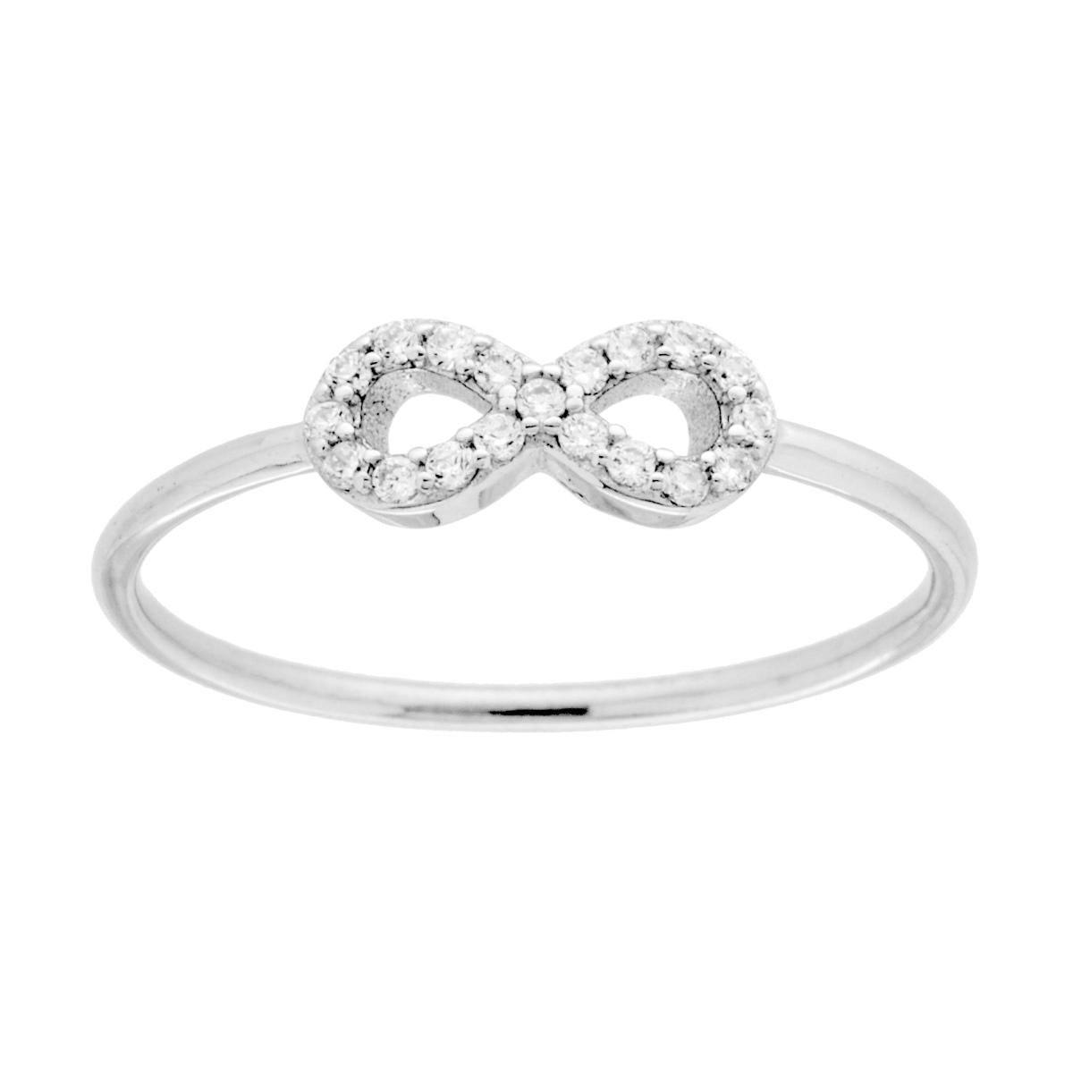 Unendlichkeiterring mit weißen Cubic Zirconia aus 925er Silber, rhodiniert. - MeinSchmuckShop