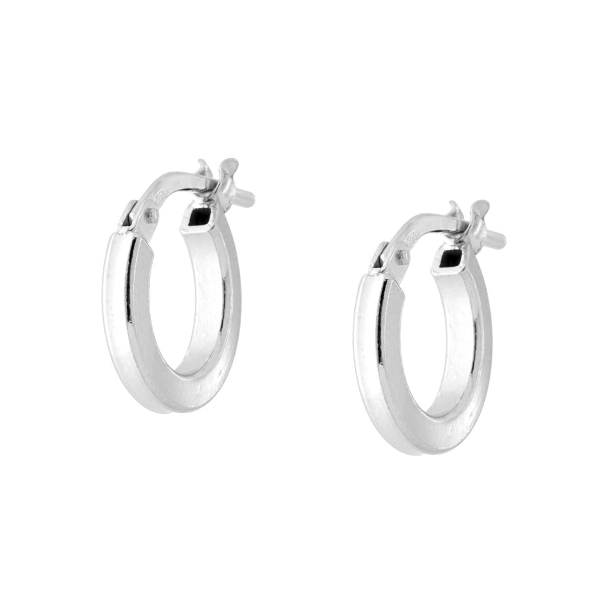 Ohrringe glatter Ring, 12 mm Durchmesser, Quadratrohr-Querschnitt 2 mm, aus Silber 925, platin galvanisch veredelt. - MeinSchmuckShop