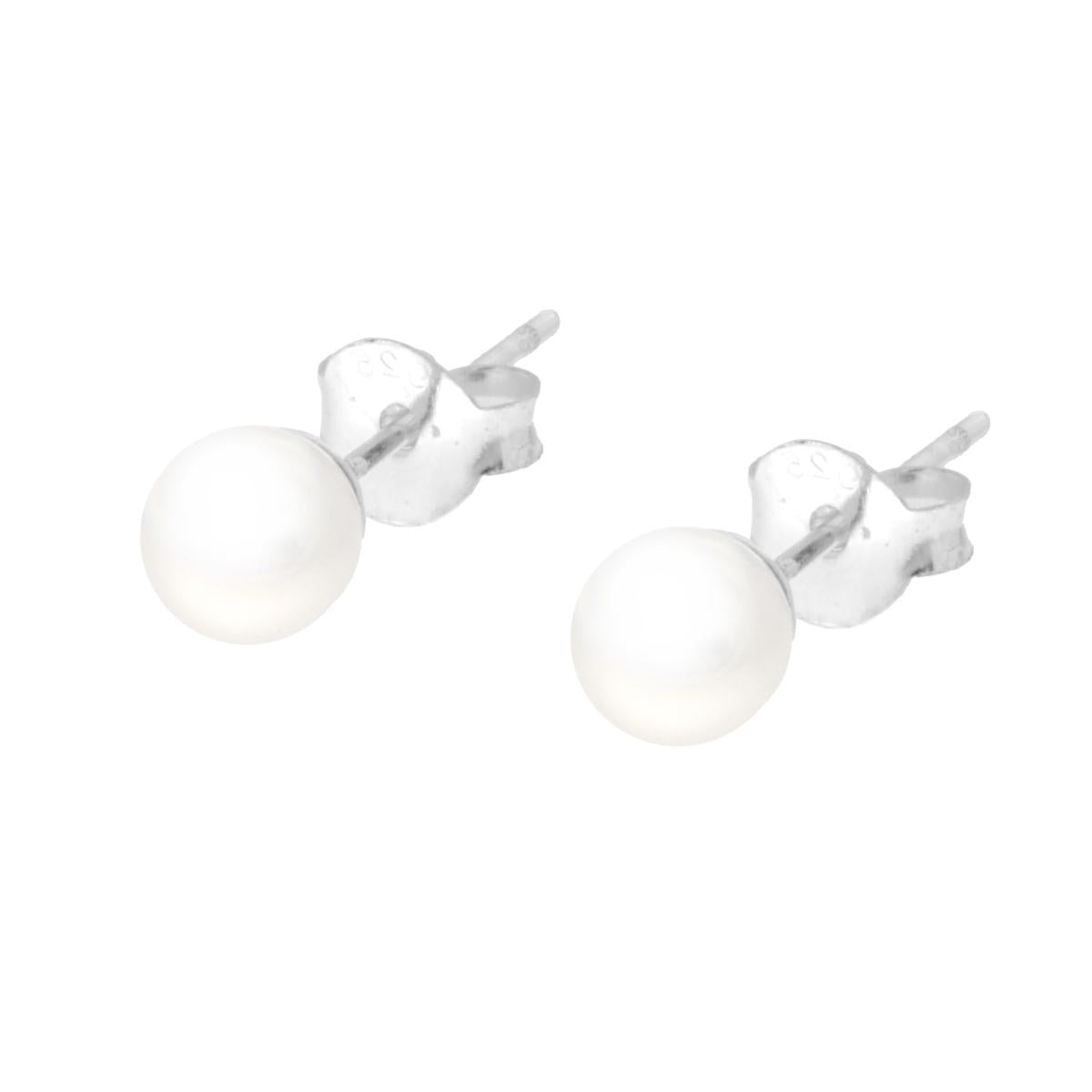 Ohrringe Perla Parigi 4 mm Farbe Weiß in Silber 925 - MeinSchmuckShop