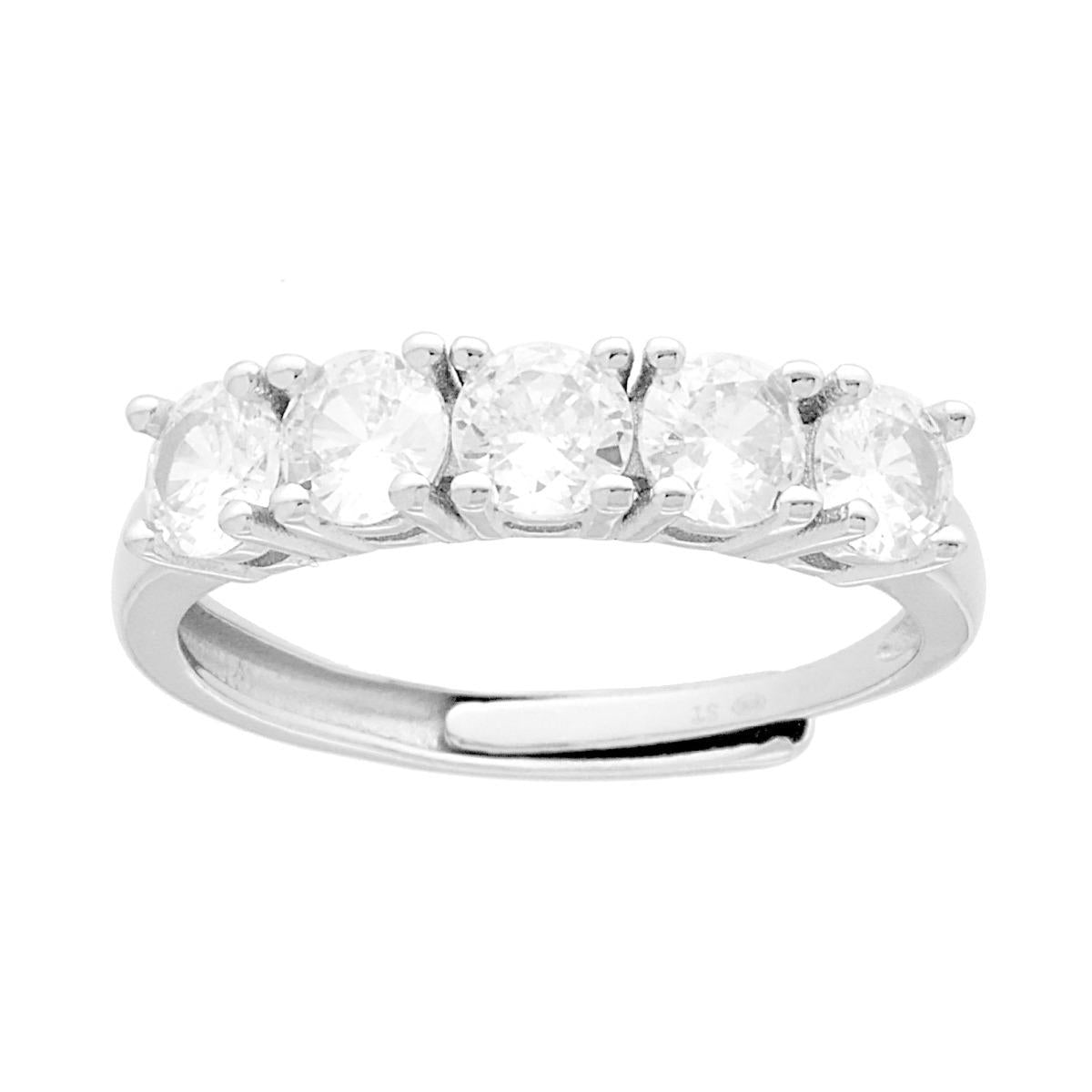 Veretta-Ring mit weißen Cubic-Zirconia, 4 mm, in 925er Silber rhodiniert. - MeinSchmuckShop