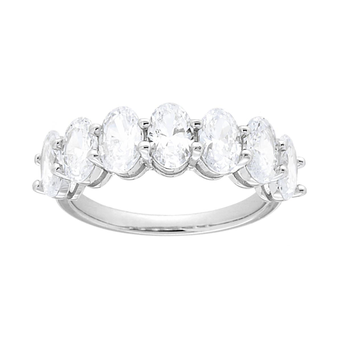 Veretta-Ring mit weißen ovalen Cubic-Zirkonia, Durchmesser 6 mm, aus Silber 925, rhodiniert - MeinSchmuckShop