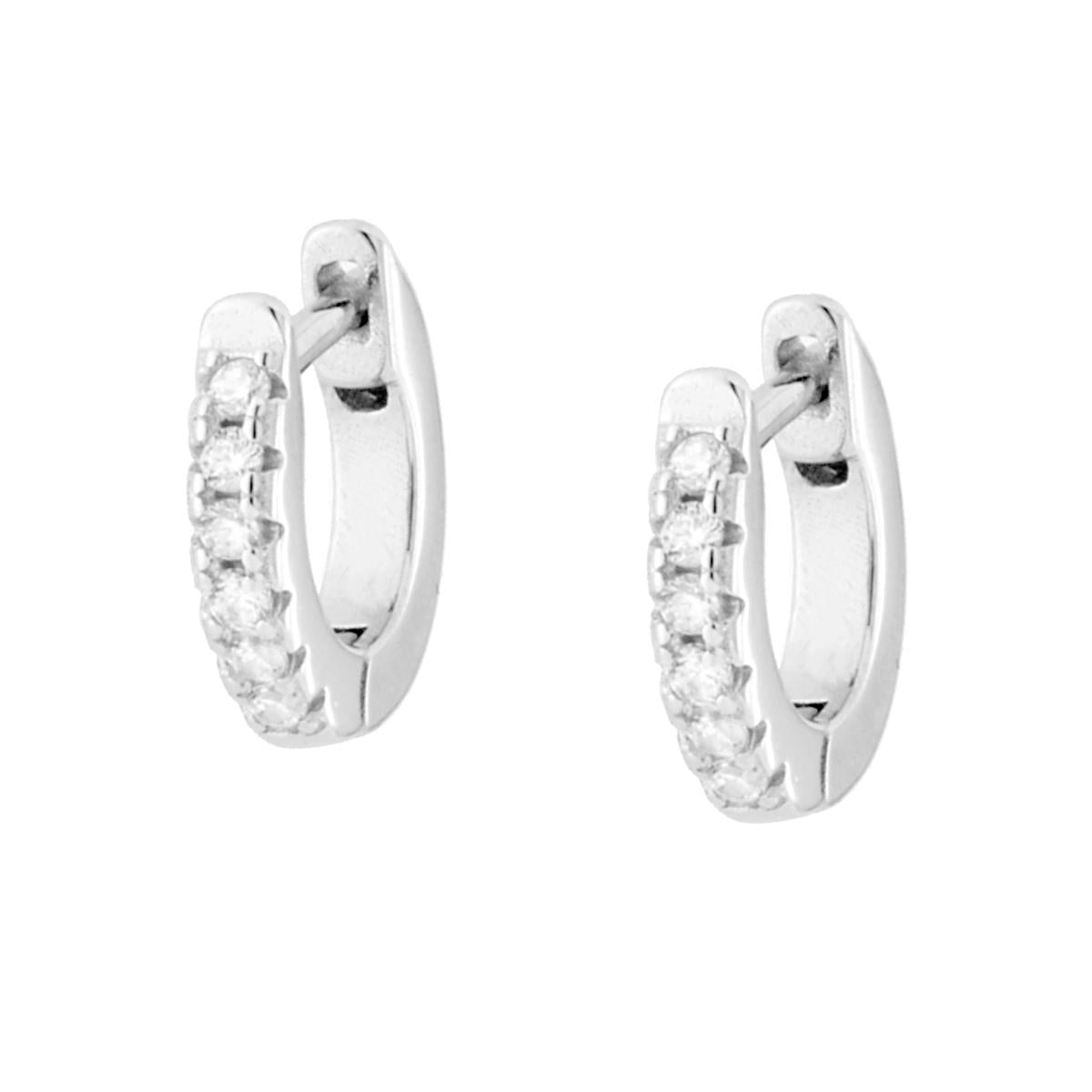 Klick-Creolen 10 mm mit weißen Cubic-Zirkonien, aus 925er Silber, rhodiniert - MeinSchmuckShop
