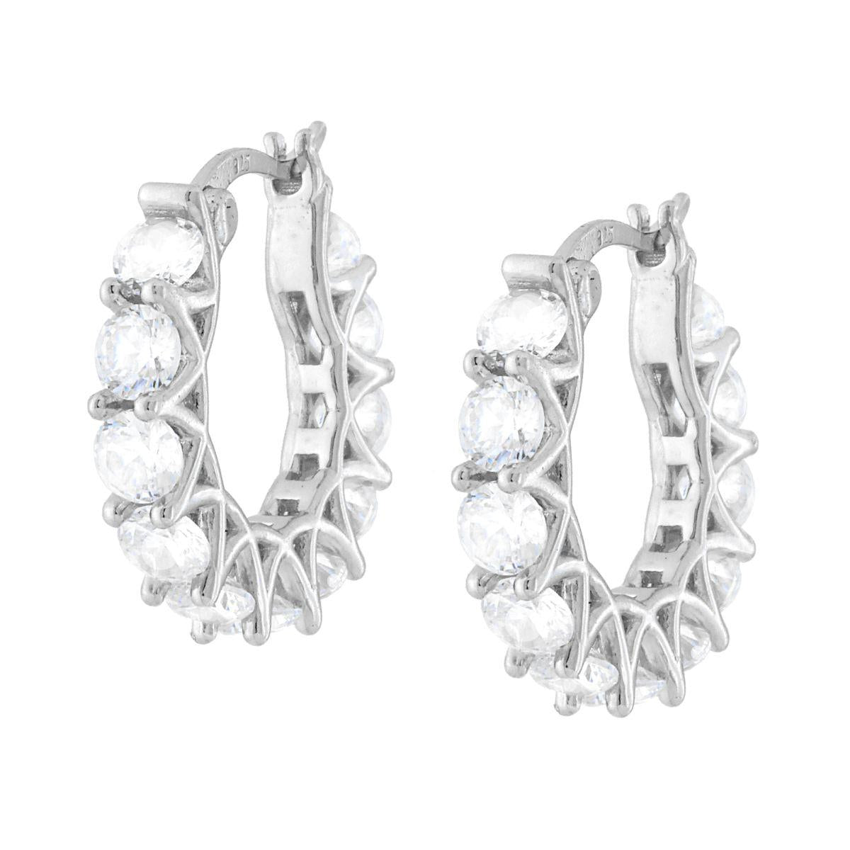 Eternity-Hoop-Ohrringe mit weißen Cubic Zirconia, aus 925er Silber, rhodiniert - MeinSchmuckShop