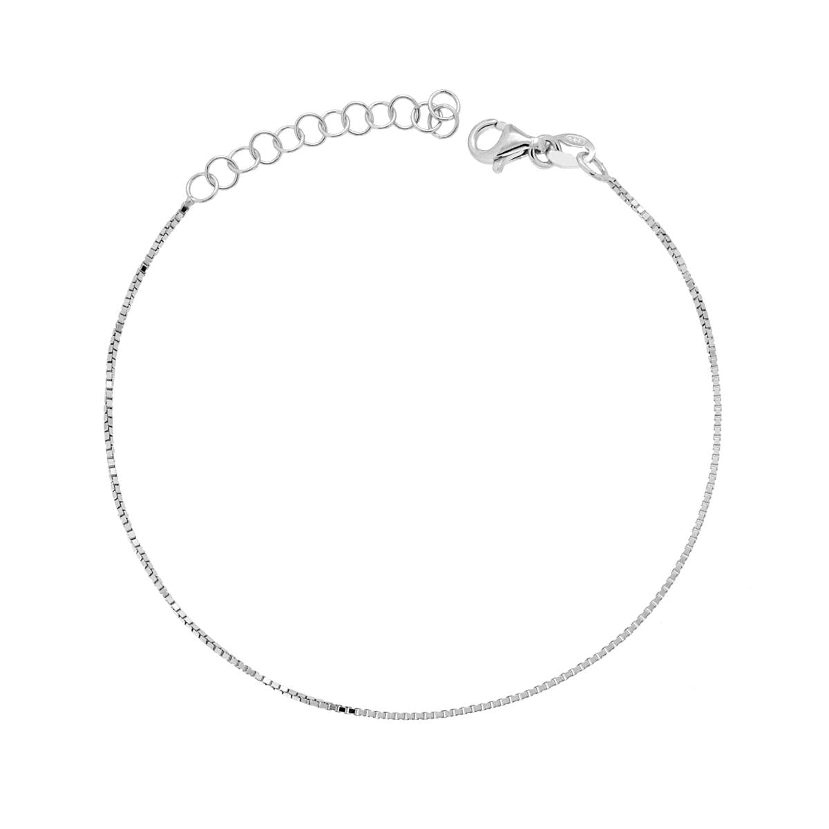 Armband Venezianerkette mit Diamanten 015 Querschnitt 0,8 mm in Silber 925 rhodiniert - MeinSchmuckShop