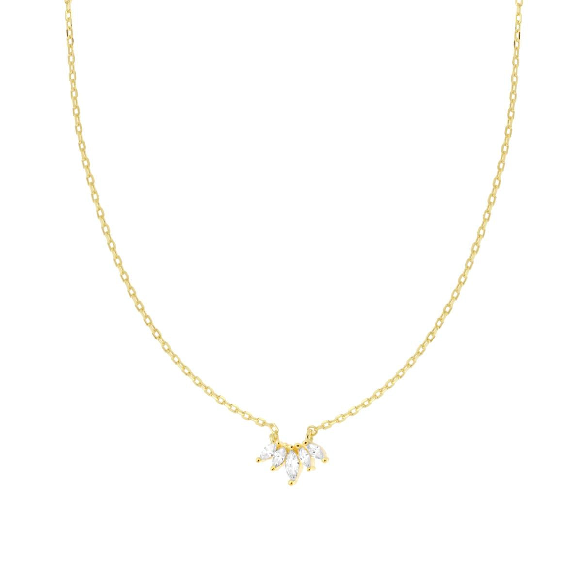 Halskette mit feiner Kette, Diamantbesatz mit weißen Cubic Zirconia, Silber 925, vergoldet - MeinSchmuckShop