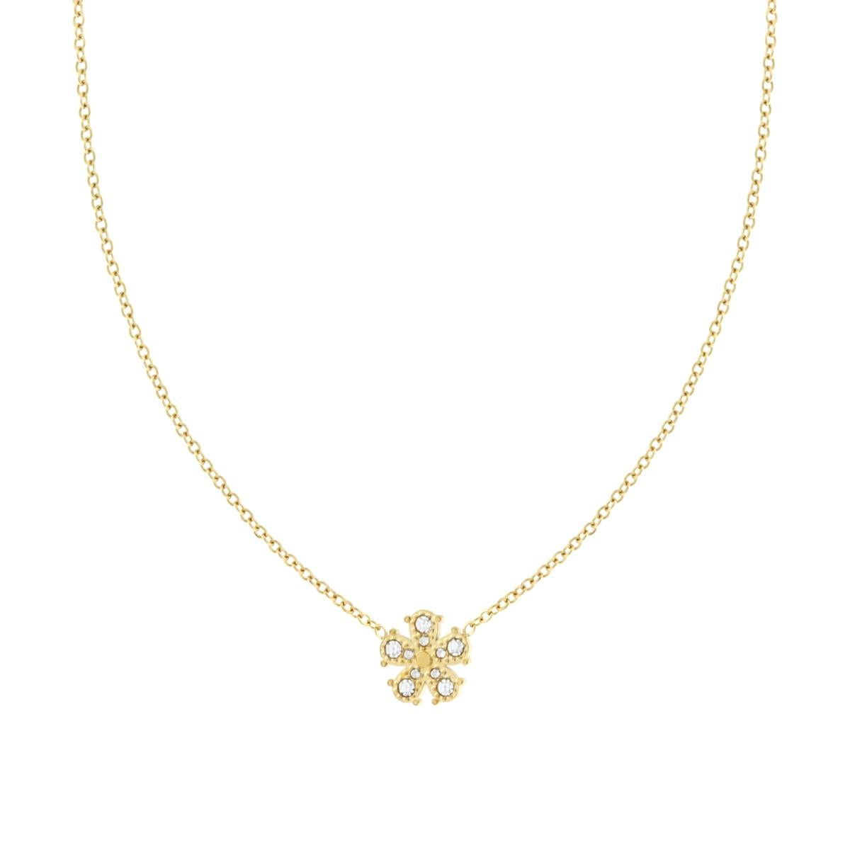 Halskette aus Edelstahl, goldfarben, diamantbesetzte Forzatina-Kette mit Blume und Crystal Bianchi - MeinSchmuckShop