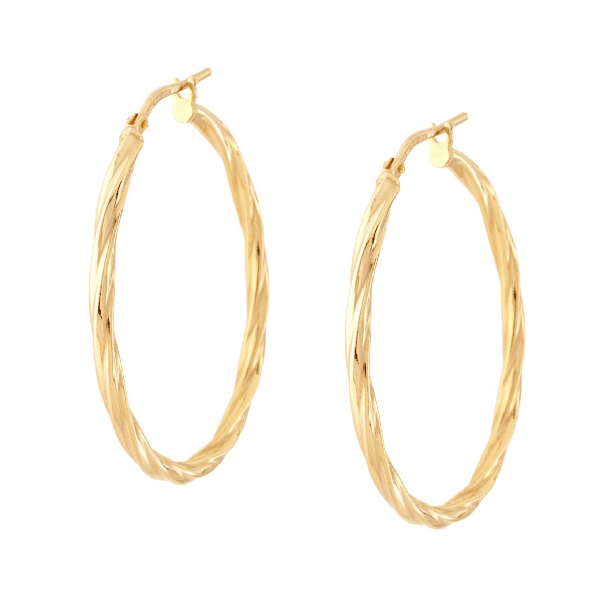 Ohrringe Kreis Torchon-Draht 33 mm aus Silber 925 mit Gold galvanisiert. - MeinSchmuckShop