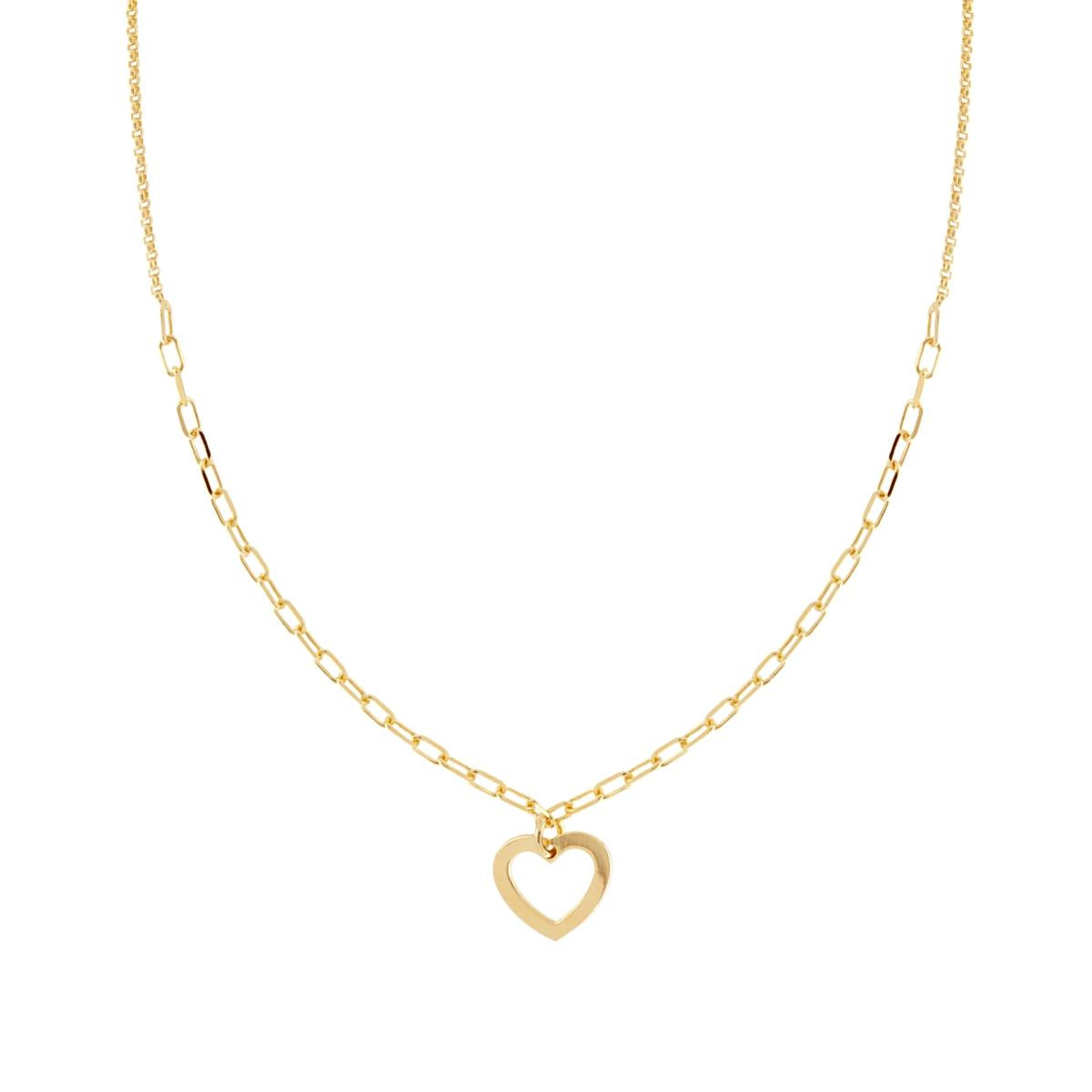 Kette mit länglicher Forzatina- und Diamant-Rolo-Kette, mit hängendem Herz aus 925er Silber, vergoldet. - MeinSchmuckShop