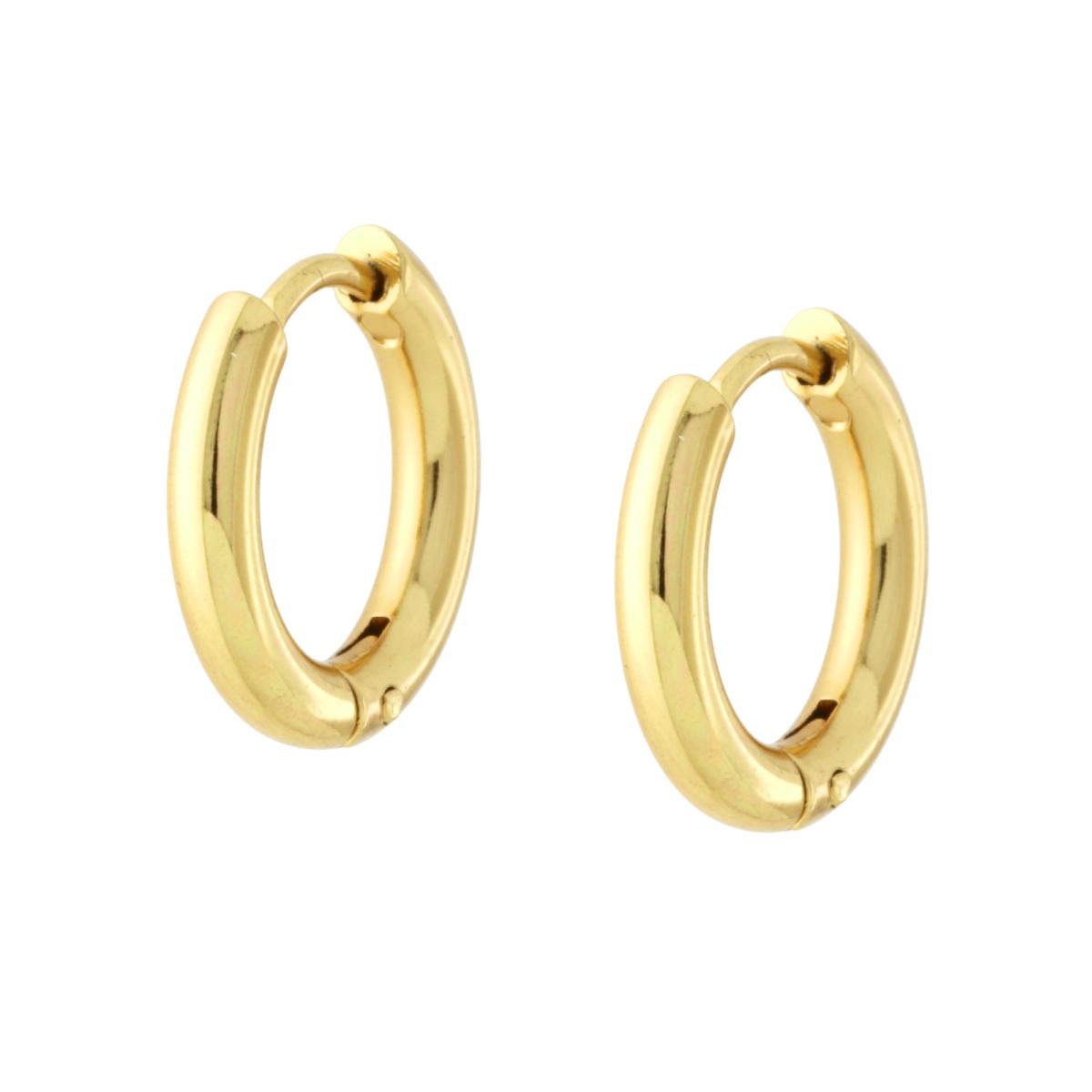 Ohrringe: Kreis mit Schnappverschluss, Ø 15 mm, aus Edelstahl, goldfarben - MeinSchmuckShop
