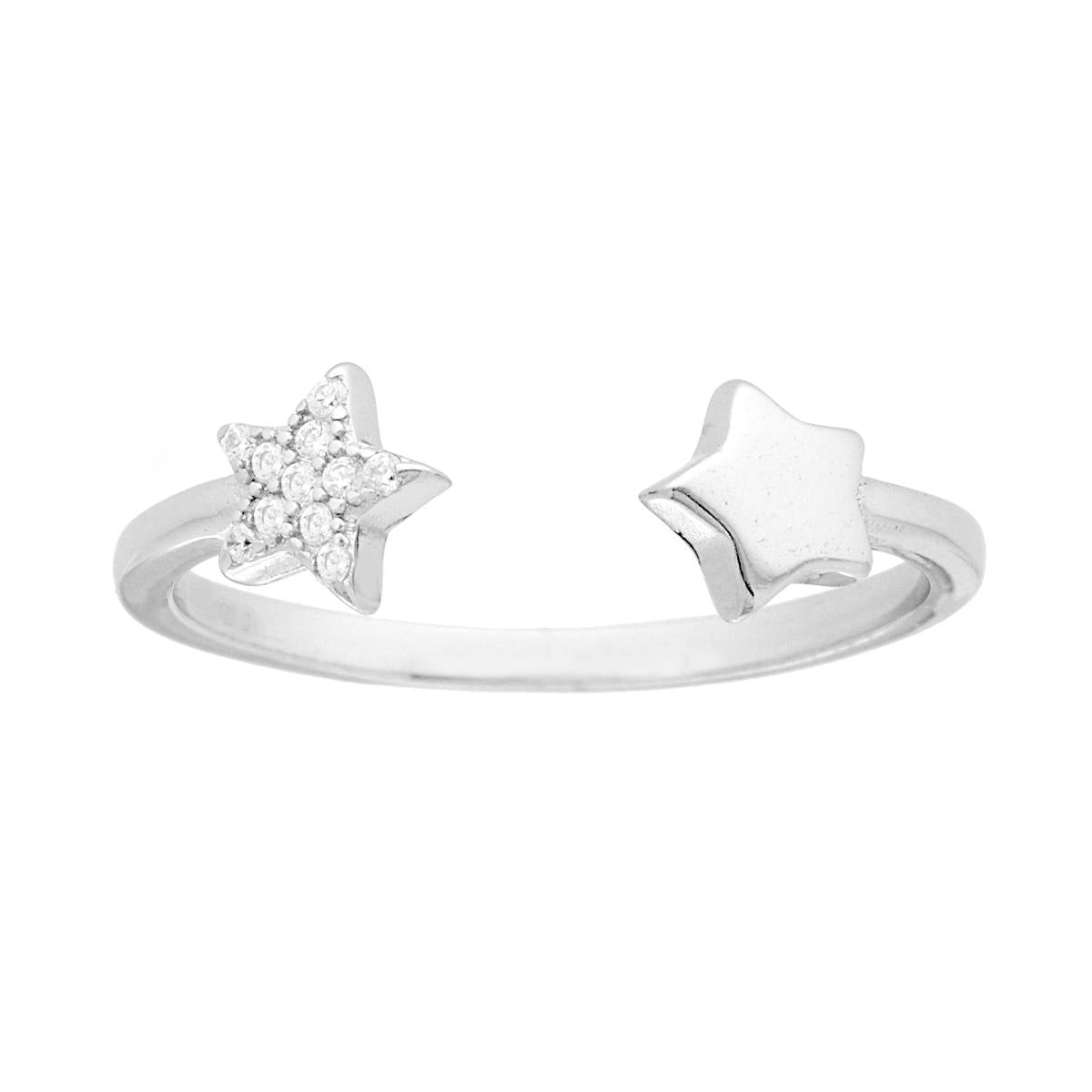 Ring mit weißen Cubic-Zirkonien in 925er Silber, rhodiniert galvanisch - MeinSchmuckShop