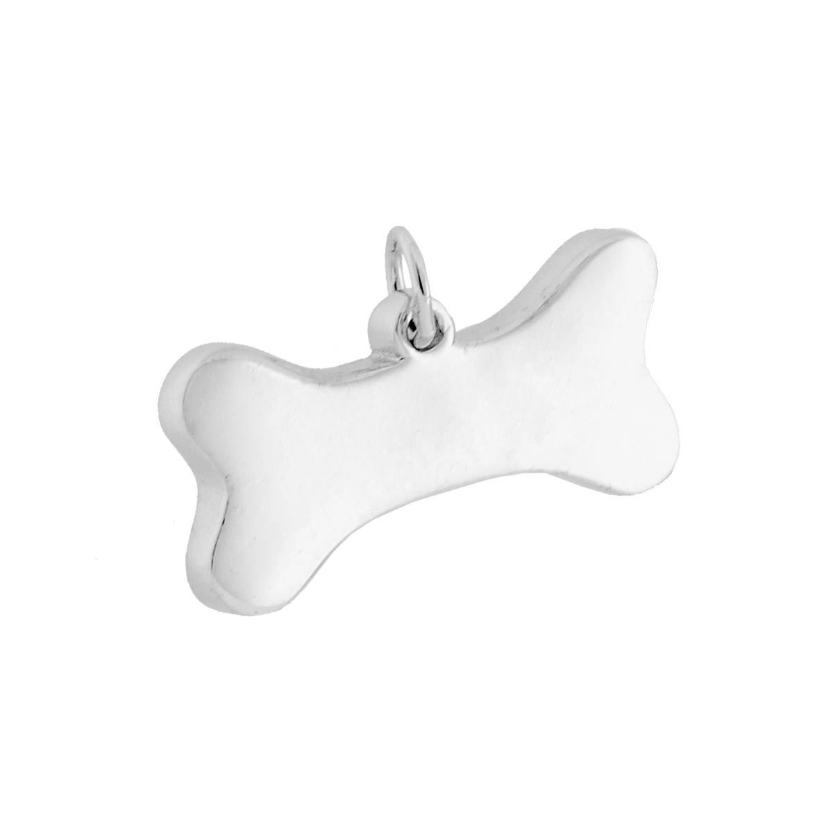 Anhänger Plättchen Schildchen Knochen Hund schlicht in Silber 925 galvanische Rhodium-Beschichtung - MeinSchmuckShop