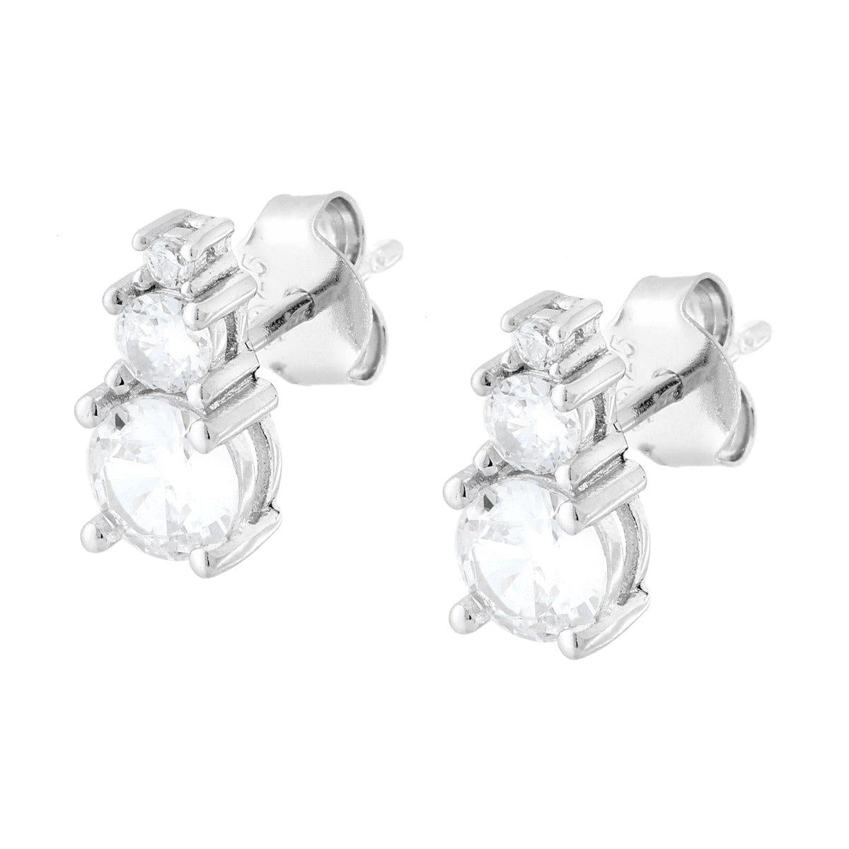 Ohrstecker Tennis Trilogy Degradé Cubic Zirconia Weiß in Sterlingsilber 925 Rhodiumbeschichtung - MeinSchmuckShop