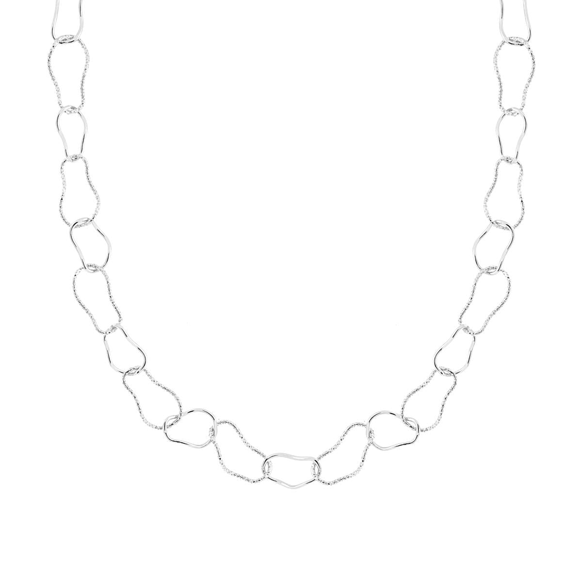Halskette Fantasie, abwechselnd diamantiert und glänzend, aus Silber 925, galvanisch rhodiniert. - MeinSchmuckShop