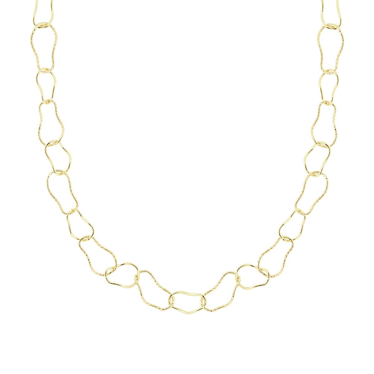 Kette mit Fantasie-Muster, abwechselnd diamantiert und glatt, aus 925er Silber, vergoldet - MeinSchmuckShop
