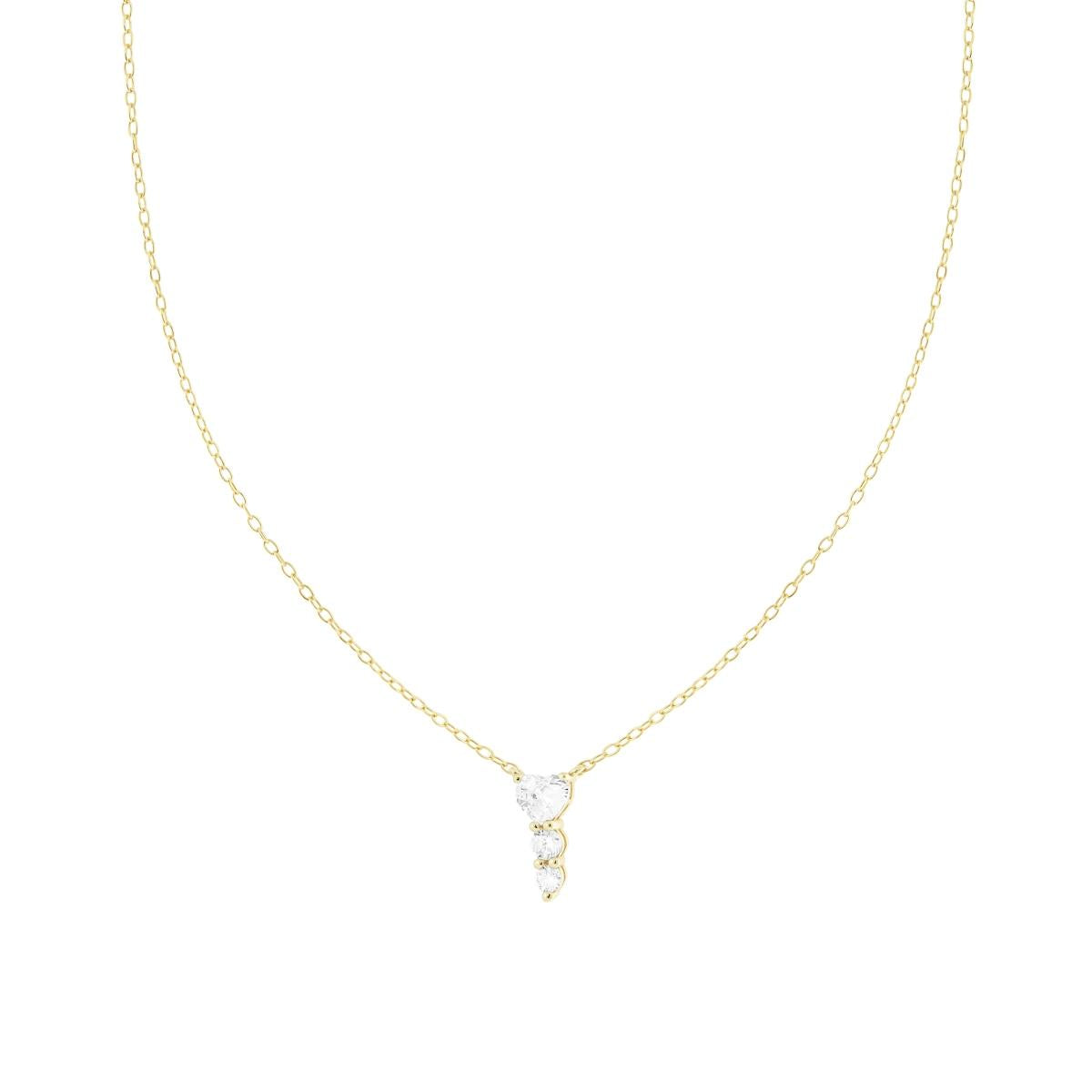Kette aus Forzatina-Diamantierung mit Trilogy-Herz kubische Zirkonia Weiß, Silber 925 galvanisch Gold - MeinSchmuckShop