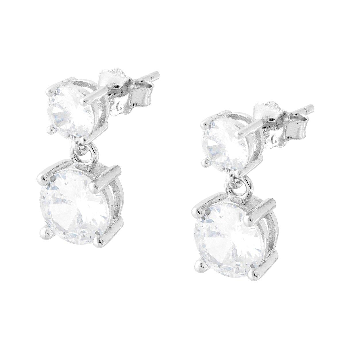 Hängende Lichtpunkte-Ohrringe mit weißen Cubic Zirconia aus 925er Silber, rhodiniert - MeinSchmuckShop