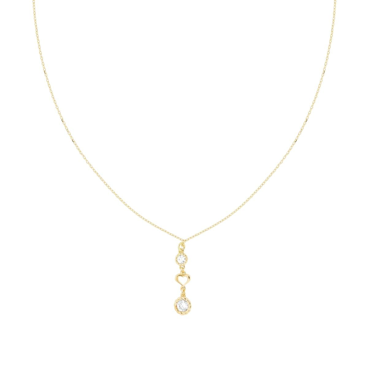 Kette, fein diamantiert, mit Herz und weißen Cubic Zirconia, Silber 925, vergoldet - MeinSchmuckShop