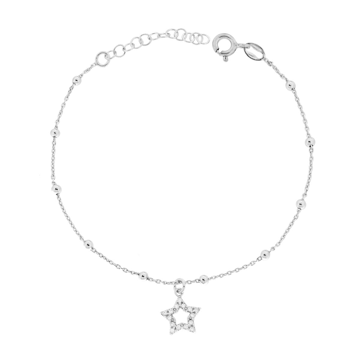 Armband Kette Forzatina diamantiert mit Kugeln und Stern, mit weißen Cubic Zirconia, aus 925er Silber rhodiniert - MeinSchmuckShop