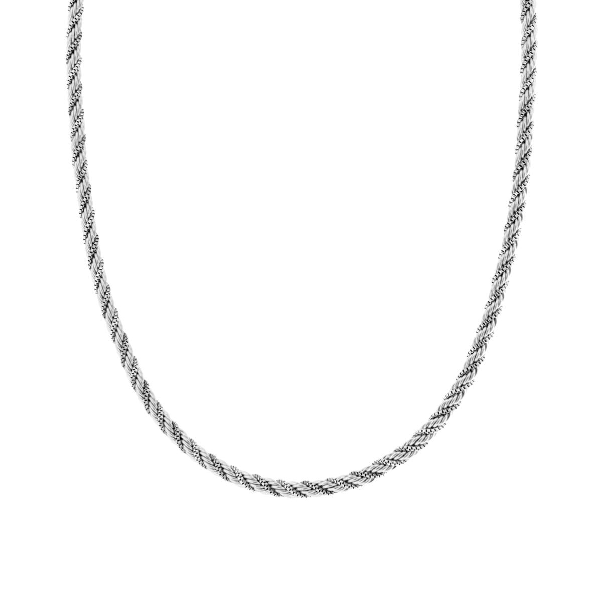 Zwei-Strang-Halskette mit venezianischer Kette und geflochtenem Seil aus Stahl. - MeinSchmuckShop