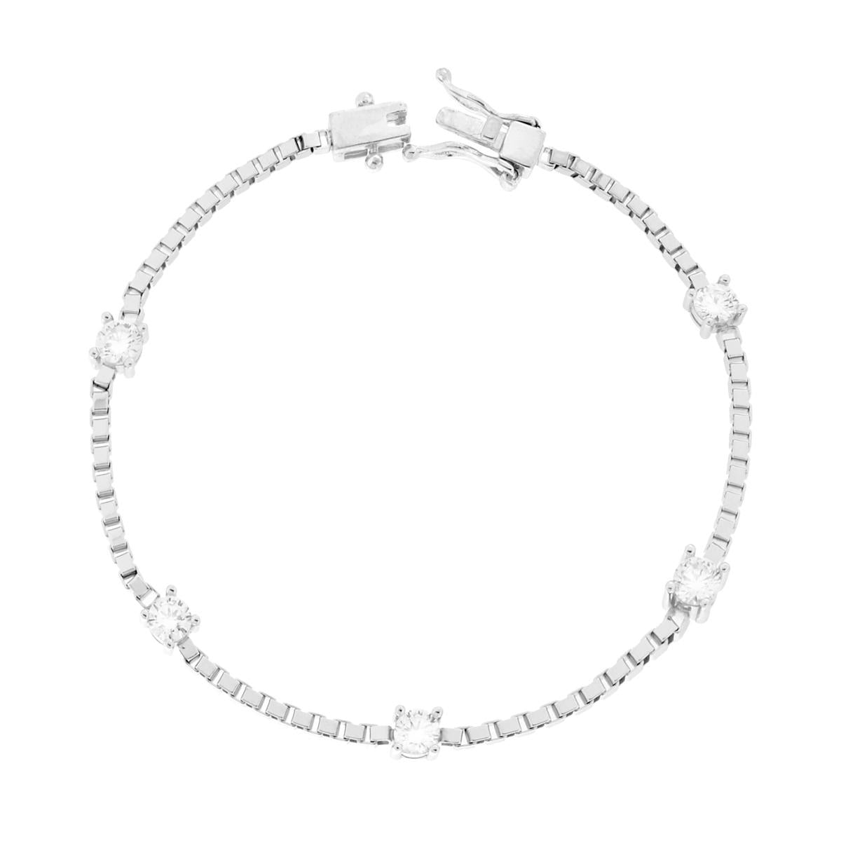 Armband Venezianerkette diamantiert mit weißen Cubic-Zirconia-Lichtpunkten, in rhodiumbeschichtetem Silber - MeinSchmuckShop