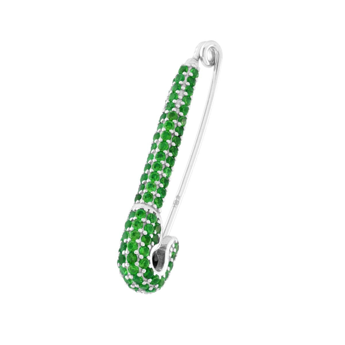 Brosche Balia mit Smaragdgrünem Cubic-Zirkonia aus 925er Silber, rhodiniert - MeinSchmuckShop