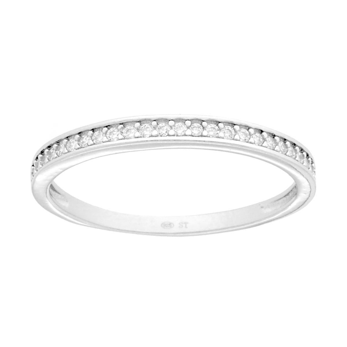 Veretta-Ring mit Schienenfassung, Cubic Zirconia, weiße, 2,1 mm, in 925er Silber, rhodiniert galvanisch - MeinSchmuckShop