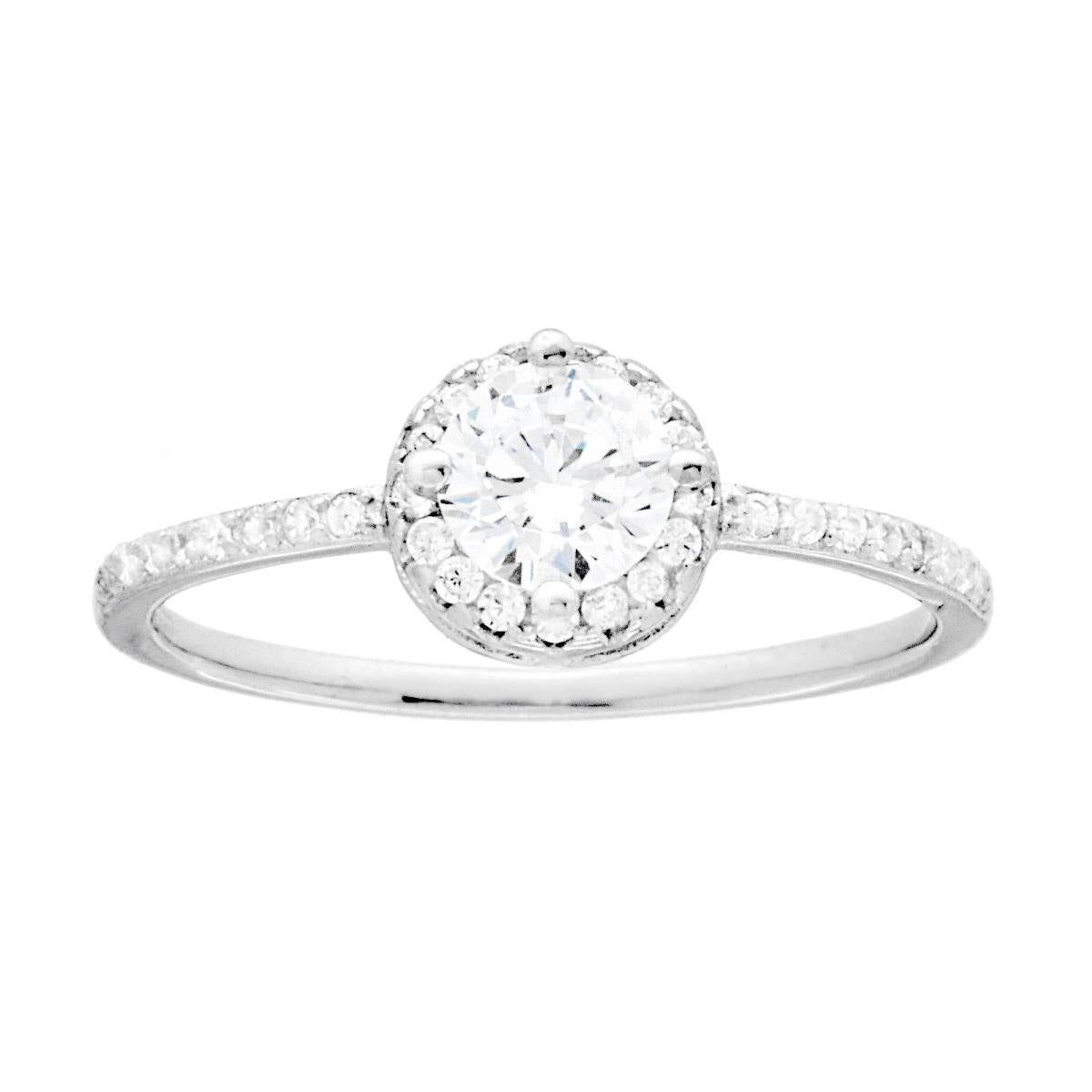 Solitärring mit weißen Zirkonien, Silber 925, rhodiniert. - MeinSchmuckShop
