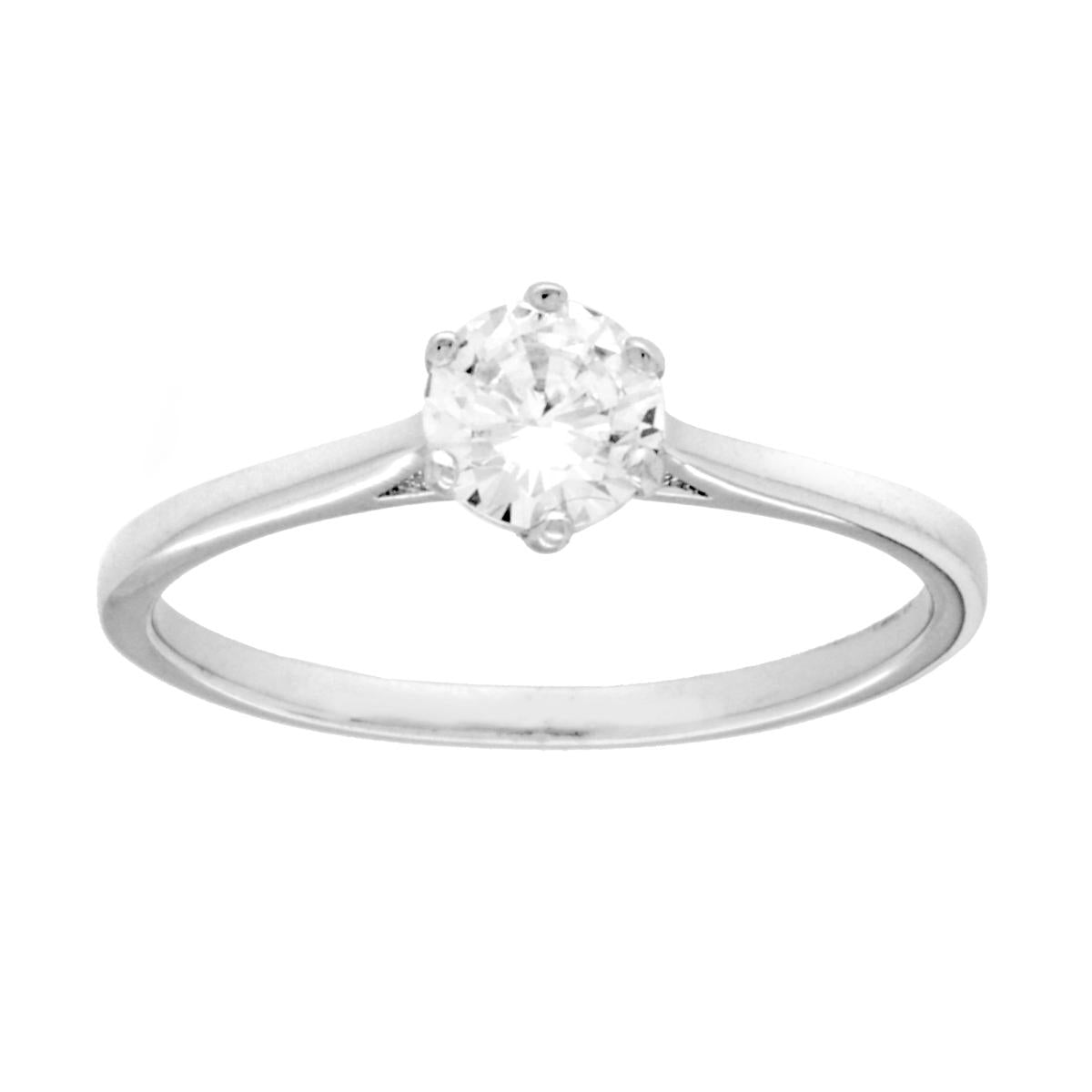 Solitär-Ring mit weißem Cubic Zirconia, 5 mm, Silber 925 rhodiniert. - MeinSchmuckShop