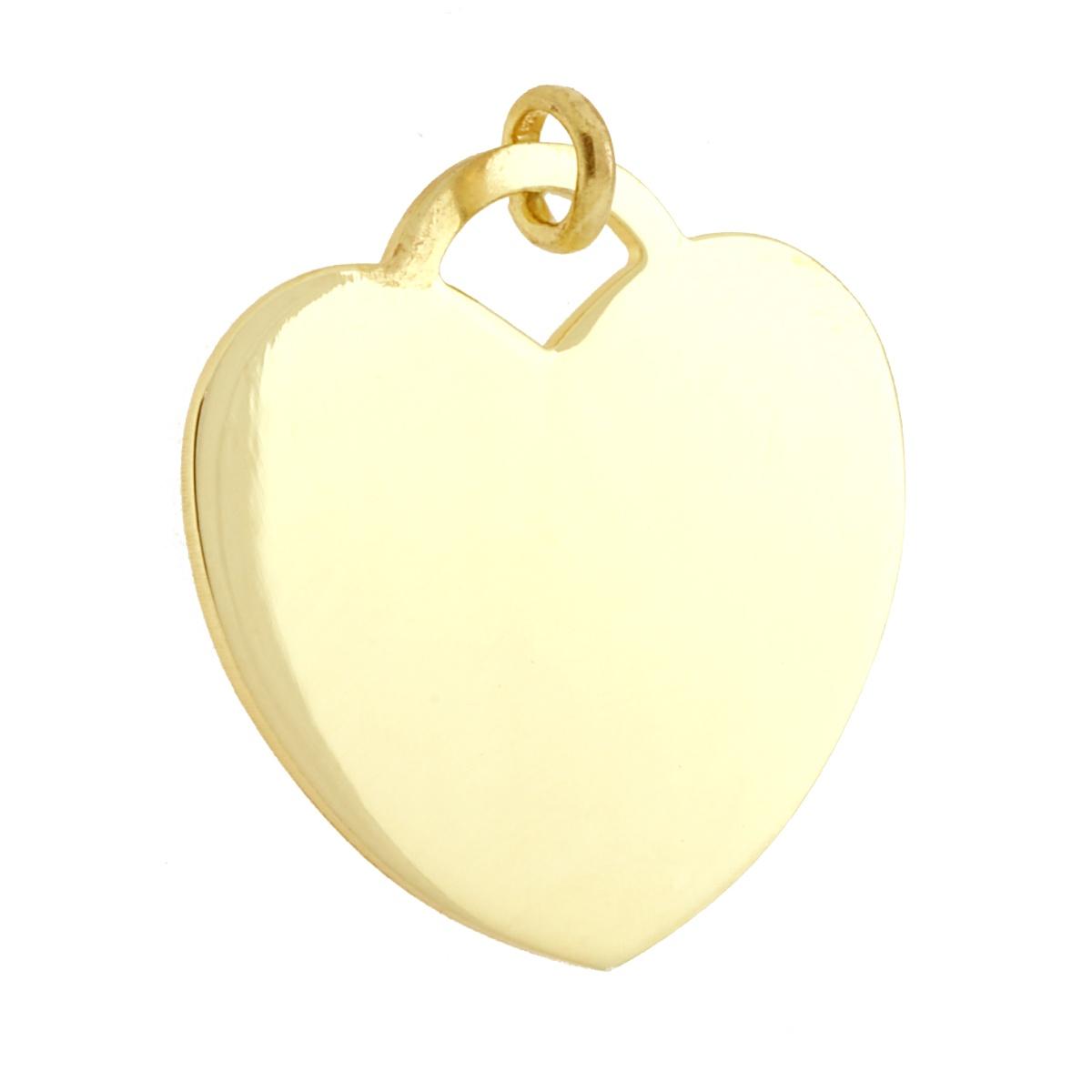 Herz-Anhänger Plättchen Medaillon zum Gravieren, 27 mm, Silber 925, vergoldet - MeinSchmuckShop