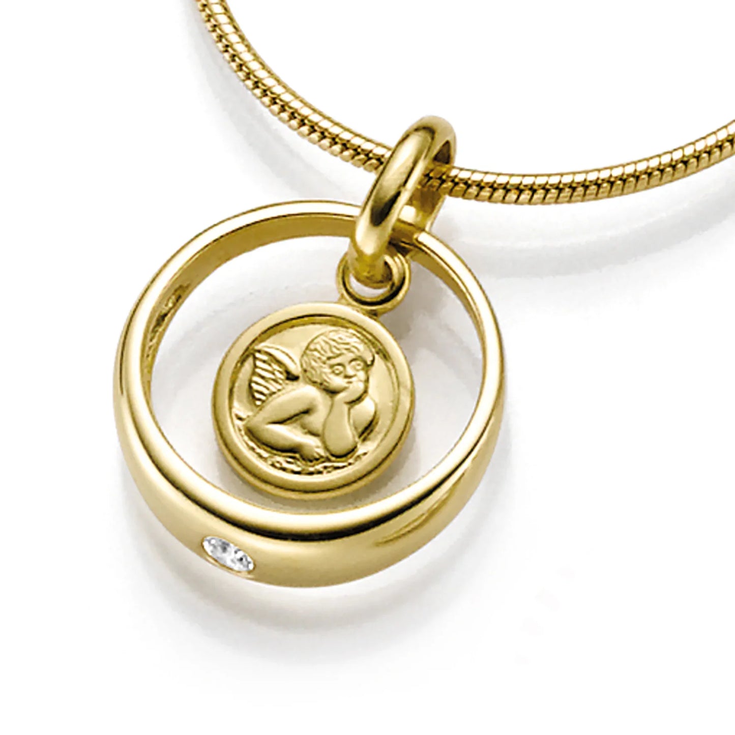Anhänger Taufring mit Engel und Zirkonia - Gold 333/000 - MeinSchmuckShop