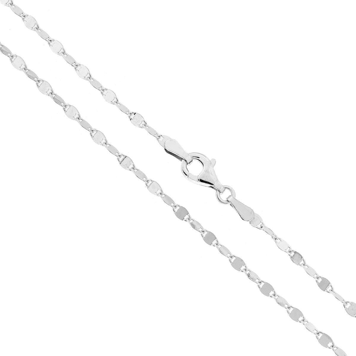 Kette Forzatina mit Spiegel-Diamantierung, Querschnitt 2,4 mm, Länge 45 cm, Silber 925, galvanisch rhodiniert. - MeinSchmuckShop