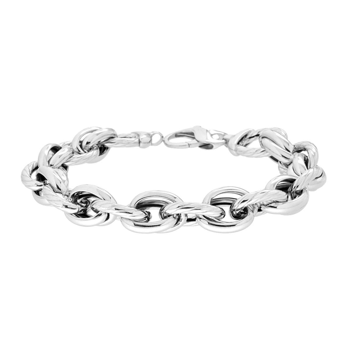 Armband Forzatina-Kette Multimaglia aus 925er Silber mit Rhodium-Beschichtung - MeinSchmuckShop