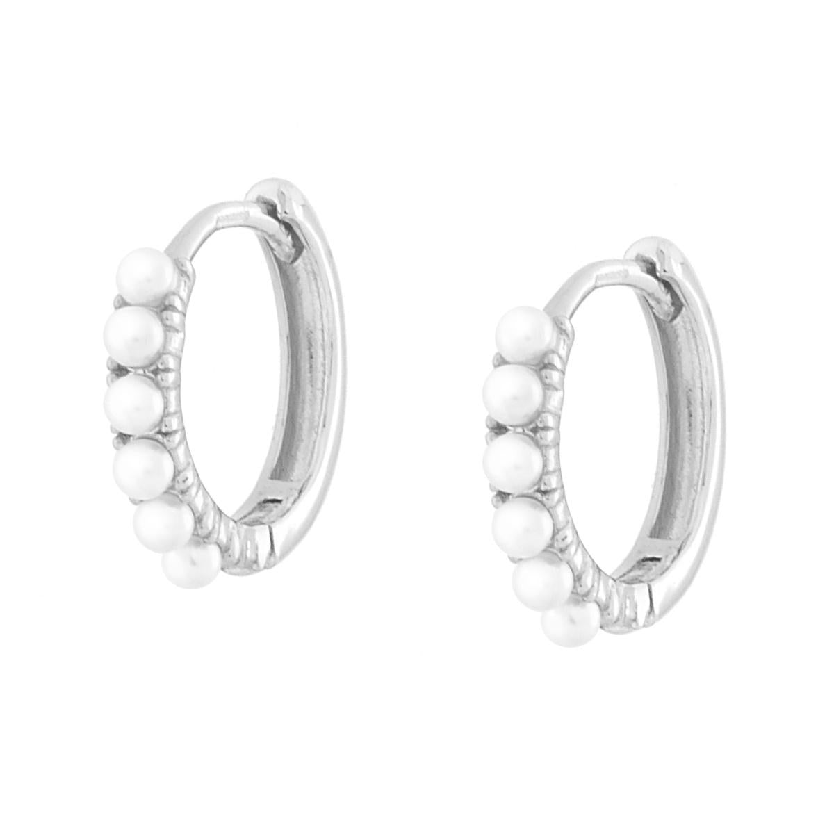Ohrringe Ring-Clip mit Perlen aus 925er Silber rhodiniert - MeinSchmuckShop
