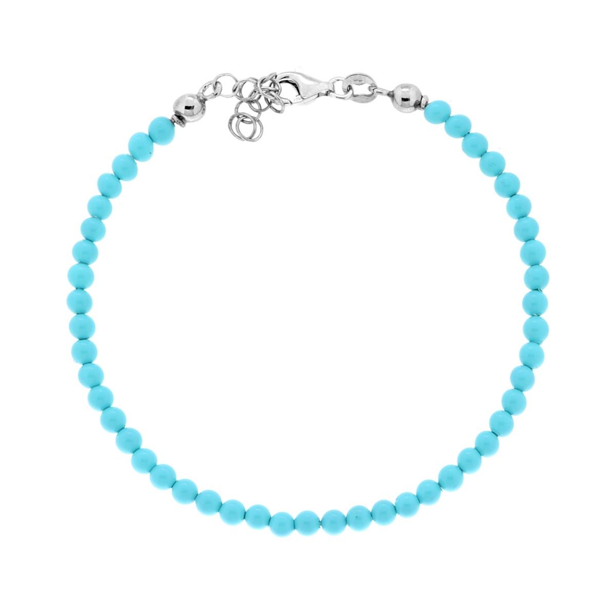 Armband aus Perlendraht, 3 mm, Farbe Türkis, Silber 925, rhodiniert (galvanisch) - MeinSchmuckShop