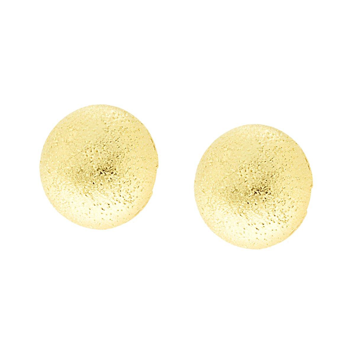 Ohrringe Halbkugel gebürstet diamantiert Durchmesser 12 mm aus Silber 925 Gold galvanisiert - MeinSchmuckShop