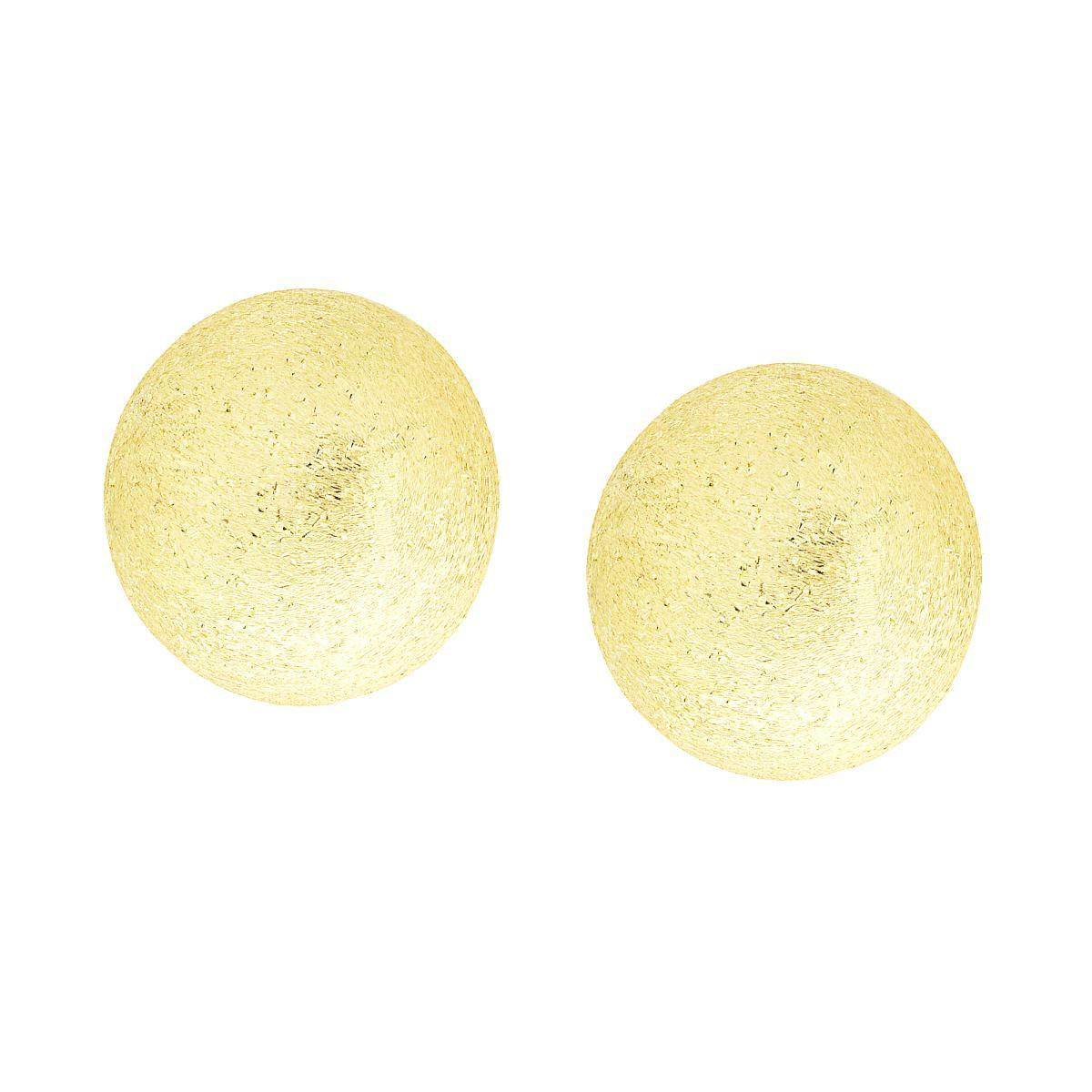 Ohrringe Halbkuppel gebürstet diamantiert, 16 mm, aus Silber 925, galvanisch vergoldet - MeinSchmuckShop