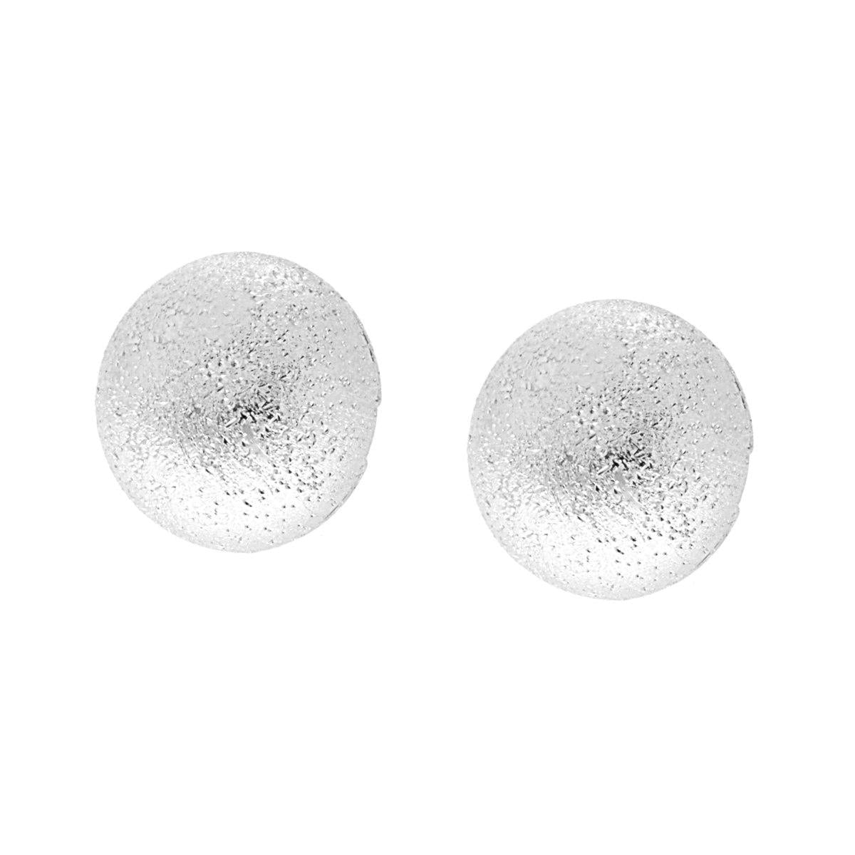 Ohrstecker Halbkugel gebürstet diamantiert mm 12 in Silber 925 rhodiumbeschichtet - MeinSchmuckShop