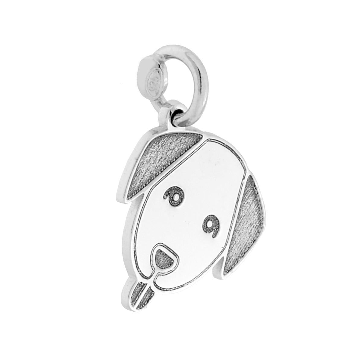 Hundekopf-Plättchen-Anhänger aus Silber 925 mit Rhodium-Beschichtung - MeinSchmuckShop