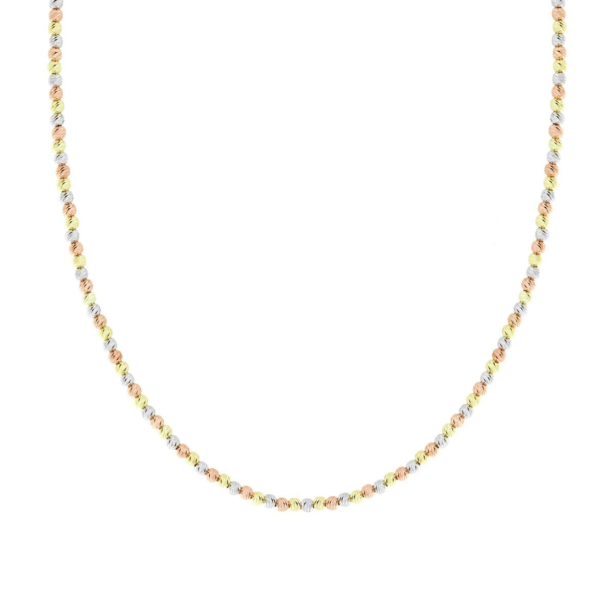Kette mit diamantierten Kugeln, 3 mm, aus 925er Silber, galvanisch rhodiniert, Gold und Roségold - MeinSchmuckShop