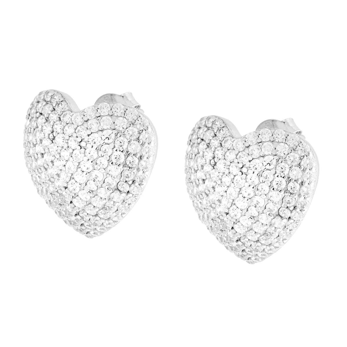 Ohrringe Herz mit weißen Cubic-Zirconia, Silber 925, rhodiniert - MeinSchmuckShop