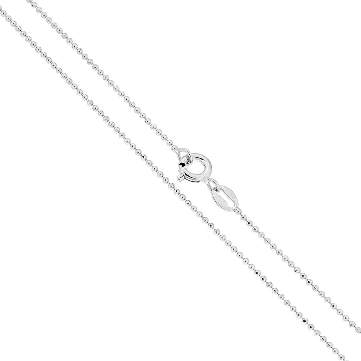 Diamantierte Kugelkette, 120 Glieder, Kugeldurchmesser 1,2 mm, Länge 50 cm, Silber 925, galvanisch rhodiniert - MeinSchmuckShop