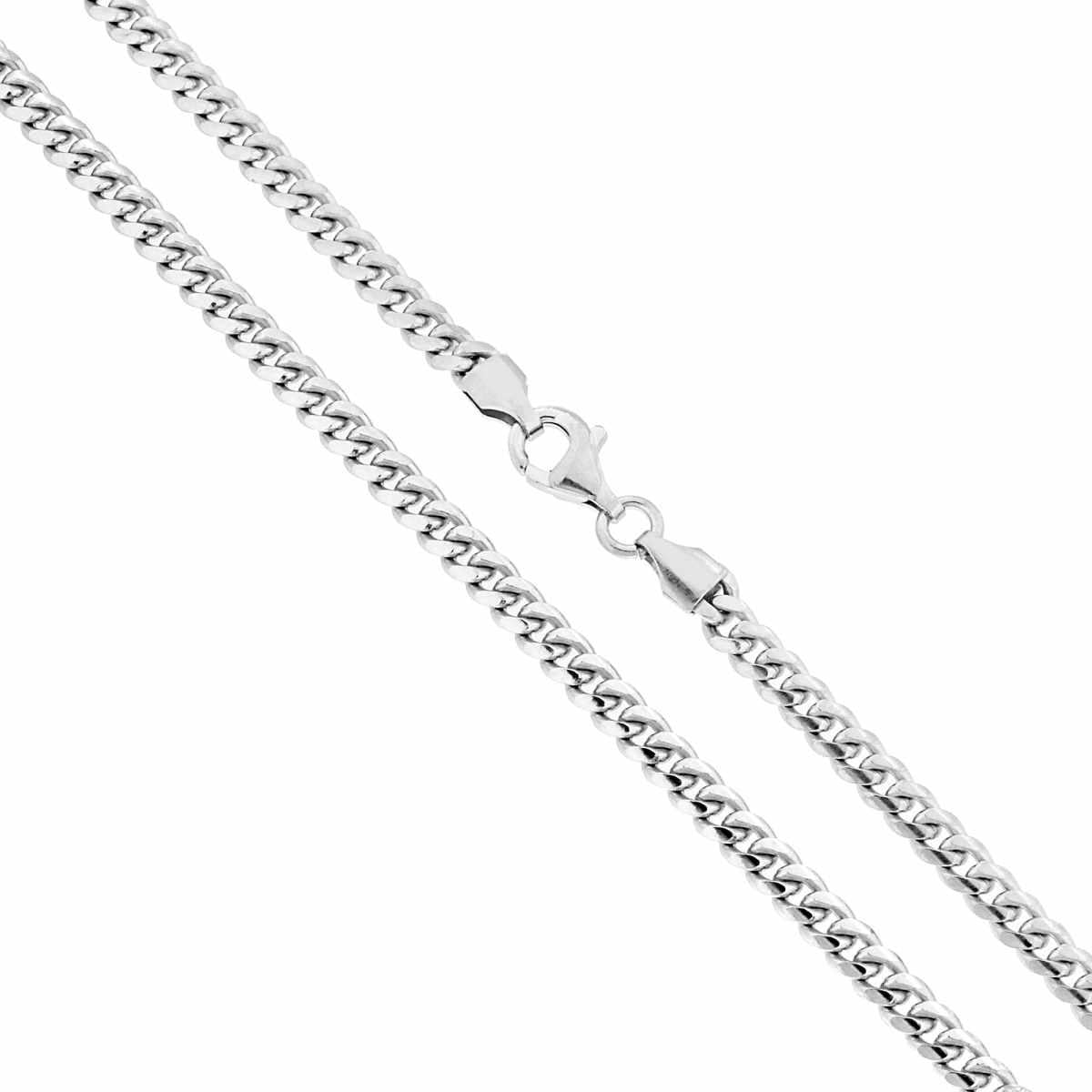Flache kubanische Kette Grumetta 100 Glieder, Querschnitt 3,4 mm, Länge 50 cm, Silber 925, Rhodiierung - MeinSchmuckShop